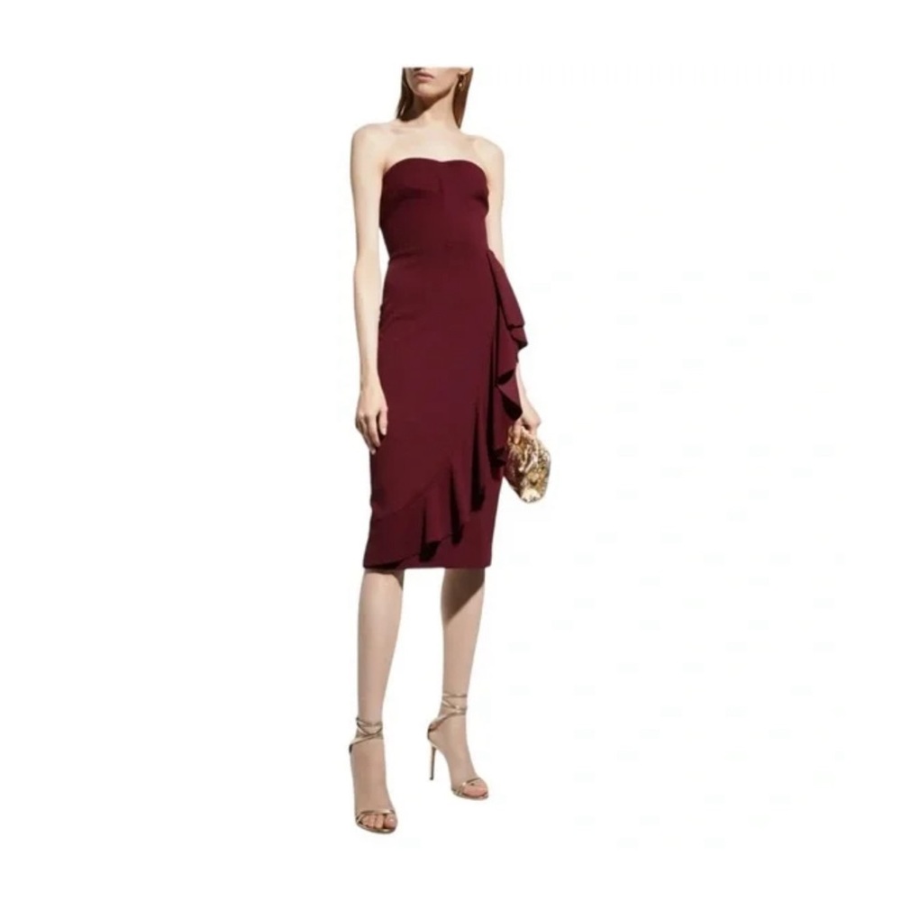 Dress The Population Liv Strapless Ruffled Midi Dress Size XS